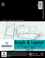 Canson Sanatçı Serisi Grafik Kağıdı, 4x4 Mavi Izgara, 21,6x27,9 cm, 40 Yaprak, Katlanır Ped