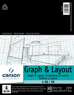 Canson Sanatçı Serisi Grafik Kağıdı, 4x4 Mavi Izgara, 21,6x27,9 cm, 40 Yaprak, Katlanır Ped