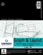 Canson Sanatçı Serisi Grafik Kağıdı, 4x4 Mavi Izgara, 21,6x27,9 cm, 40 Yaprak, Katlanır Ped