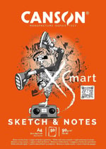 CANSON XSmart çizim kağıdı, beyaz, ince taneli, 90 g/m², uzun taraflı yapışkan blok, A4-21 x 29,7 cm, beyaz, 50 yaprak
