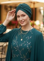 Çapraz Fukuro Simli Astarlı Hazır Türban Tesettür Abiye Bone