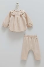 caramell Love Feel Yaka Detaylı Alt Üst Takım - Seçenekler: 3-6 Ay, 6-9 Ay, 9-12 Ay, 12-18 Ay