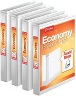 Cardinal Economy 3 Halka Klasör, 2.5 cm Genişlik, Sunum Görünümü, Beyaz, 225 Yaprak Kapasiteli, Yapışmaz, PVC İçermez, 4'lü Paket (79510)