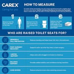 Carex Uzatılmış menteşeli klozet kapağı yükselticisi, tuvalete 8 cm yükseklik ekler, 136 kg ağırlık kapasitesi, yükseltilmiş klozet kapağı