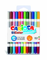 Carioca Bicolor Süper Yıkanabilir Çift Uçlu Keçeli Boya Kalemi 12'Li 24 Renk