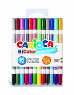 Carioca Bicolor Süper Yıkanabilir Çift Uçlu Keçeli Boya Kalemi 12'Li 24 Renk