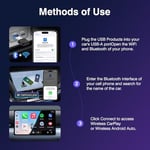 Carlinkit Kablosuz CarPlay/Android Otomatik Adaptör USB Mini Ultra Fabrika Kablolu CarPlay ve OEM Kablolu Android Otomatik, Tak ve Çalıştır Kablosuz CarPlay/Android Otomatik Dongle iOS 10 ve Android