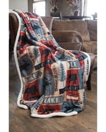 Carstens, Inc. Lake House Rustik Kabin Sherpa Muflon Büyük Battaniye, 137,2 cm x 172,7 cm, Mavi