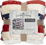 Carstens, Inc. Lake House Rustik Kabin Sherpa Muflon Büyük Battaniye, 137,2 cm x 172,7 cm, Mavi