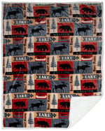 Carstens, Inc. Lake House Rustik Kabin Sherpa Muflon Büyük Battaniye, 137,2 cm x 172,7 cm, Mavi