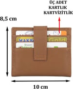 Case Club Deri Kartlık Cüzdan Ehliyet Kimlik ve Kağıt Para Bölmeli -Taba