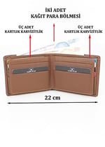 Case Club Hakiki Deri Erkek Cüzdan Kartlık Kartvizitlik ve Kimlik Bölmeli Taba