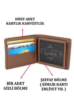 Case Club Hakiki Deri Erkek Cüzdan Kartlık Kartvizitlik ve Kimlik Bölmeli Taba