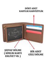 Case Club Hakiki Deri Erkek Cüzdan Kartlık Kartvizitlik ve Kimlik Bölmeli Taba