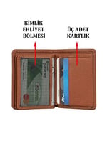 Case Club On Bölmeli Deri Kartlık Kimlik Ehliyet ve Kağıt Para Bölmeli Taba