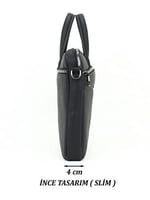 Case Club Unisex Siyah El Çantası Slim Model Omuz Askılı 13,3'' 14'' inç Laptop Bölmeli Siyah