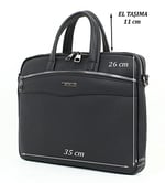 Case Club Unisex Siyah El Çantası Slim Model Omuz Askılı 13,3'' 14'' inç Laptop Bölmeli Siyah
