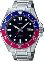 Casio MDV-107D-1A3VDF Kol Saati, Kırmızı-Mavi, Standart