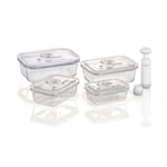 Caso 1197 VacuBoxx E-Set Vakum Kabı, 4 Adet, Vakumlu El Pompası Ve Adaptör Dahil, BPA İçermez