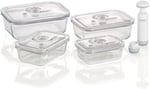 Caso 1197 VacuBoxx E-Set Vakum Kabı, 4 Adet, Vakumlu El Pompası Ve Adaptör Dahil, BPA İçermez