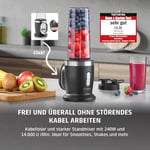 CASO Click & Blend – Kablosuz blender, pille çalışır, 240 W, Smoothie, Shakes ve daha fazlası için – 14.000 devir/dakika; 4 kat paslanmaz çelik bıçak/dip, shakes, pesto, soslar, smoothies için