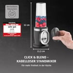 CASO Click & Blend – Kablosuz blender, pille çalışır, 240 W, Smoothie, Shakes ve daha fazlası için – 14.000 devir/dakika; 4 kat paslanmaz çelik bıçak/dip, shakes, pesto, soslar, smoothies için
