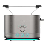 Cecotec Dikey Çelik Ekmek Kızartma Makinesi, Çift Kısa Yuvalı Shine&Toast Çiftli. 850W, 2 Tost Kapasitesi, 3,8 cm Genişliğinde Yuvalar, Işıklı Halka, 7 Tost Seviyesi, Üst Çubuklar