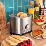Cecotec Dikey Çelik Ekmek Kızartma Makinesi, Çift Kısa Yuvalı Shine&Toast Çiftli. 850W, 2 Tost Kapasitesi, 3,8 cm Genişliğinde Yuvalar, Işıklı Halka, 7 Tost Seviyesi, Üst Çubuklar