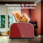Cecotec Dikey Ekmek Kızartma Makinesi Tost Zamanı 850 Kırmızı Lite, 850 W, 2 Dilim Ekmek Kapasitesi, Geniş Yuva, Paslanmaz Çelik, Kolaylık İçin Önceden Ayarlanmış Özellikler, Özelleştirilebilir Tost