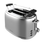 Cecotec Ekmek kızartma makinesi 2 dilim tost ve tuş 1000 Retro Double Inox, 980 W, 2 genişlik ve 3,8 cm kısa yarık, paslanmaz çelik, üst ızgara, ayarlanabilir güç, kırıntı tepsisi