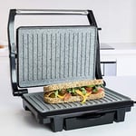 Cecotec Rock'nGrill 1000 Elektrikli Izgara 1000 W, RockStone Yapışmaz Kaplama, Yüzer Üst Plaka, Yağ Toplama Kutusu, 25,5 x 29,5 x 10 cm, Çelik/Siyah Renk