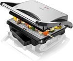 Cecotec Rock'nGrill 1000 Elektrikli Izgara 1000 W, RockStone Yapışmaz Kaplama, Yüzer Üst Plaka, Yağ Toplama Kutusu, 25,5 x 29,5 x 10 cm, Çelik/Siyah Renk