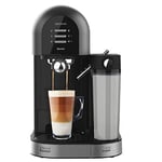 Cecotec Yarı Otomatik Kahve Makinesi Power-ccino 20 Chic Nera Serisi, Öğütülmüş Kahve ve Kapsül için 20 Bar, 0,7 L Süt Tankı, 1,7 L Su Tankı, Siyah