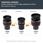 Celestron Ultima Edge - 15 mm Düz Alan Mercek - 1,25 inç - Seçenekler: Ultima Edge Eyepiece - 1.25