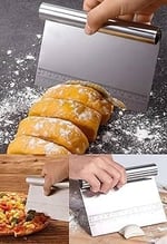 Chef Prime Paslanmaz Çelik Hamur Kesici ve Pasta Sıvama Kazıyıcısı - Ölçü Cetvelli