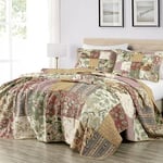Chezmoi Collection Delaney 3 Parça Çiçekli Yama İşi Önceden Yıkanmış%100 Pamuk Yorgan Seti, Queen - Seçenekler: Daybed, King, Queen, Twin