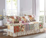 Chezmoi Collection Delaney 5 Parça Çiçekli Yama İşi Günlük Yatak Örtüsü Seti, Önceden Yıkanmış%100 Pamuk Yorgan Örtüsü Seti, Günlük Yatak Boyutu - Seçenekler: Daybed, King, Queen, Twin