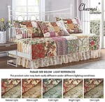 Chezmoi Collection Delaney 5 Parça Çiçekli Yama İşi Günlük Yatak Örtüsü Seti, Önceden Yıkanmış%100 Pamuk Yorgan Örtüsü Seti, Günlük Yatak Boyutu - Seçenekler: Daybed, King, Queen, Twin