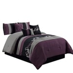 Chezmoi Collection Yorgan Seti, Polyester, Mor/Siyah/Gri, King - Seçenekler: California King, Full, King, Oversized King, Queen, Twin