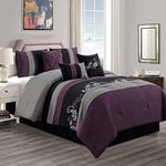 Chezmoi Collection Yorgan Seti, Polyester, Mor/Siyah/Gri, King - Seçenekler: California King, Full, King, Oversized King, Queen, Twin