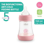Chicco Mükemmel 5 Silikon Enayi ile 5 Anti-Koloni Töreşi 0 + Ay, Biofontional IntuiFlow Sistemi, Pembe, 150 ml