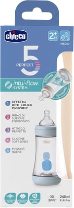Chicco Silikon meme ile mükemmel 5 Babyflschchen (mavi, 240 mi)