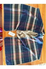 Chinko Unisex Şardonlu Baklava Desenli Yumuşacık Çok Özel Bir Panço GRİ KREM SARI Standart-1