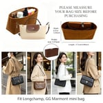 Chispee Çanta Düzenleyici Ekleme Keçe Çanta Düzenleyici fit GG Marmont Matelasse Omuz Çantası Saklama ve Bitirme İç Çanta Ekleme Düzenleyici Longchamp Mini, Kahve için