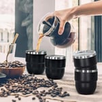 CHLJAR 4 oz İstiflenebilir Bardak, 4 Paket Mini Bardak Kamışlı, Vakum Yalıtımlı Espresso Kahve Fincanı, Parti içecekleri, Kahve, Kokteyl, Bar, Seyahat, Kamp, Siyah
