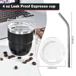 CHLJAR 4 oz İstiflenebilir Bardak, 4 Paket Mini Bardak Kamışlı, Vakum Yalıtımlı Espresso Kahve Fincanı, Parti içecekleri, Kahve, Kokteyl, Bar, Seyahat, Kamp, Siyah