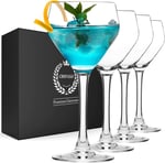 Chouggo Nick & Nora Bardakları Kokteyl Bardakları 4'lü Set, El Üfleme Premium Kristal Kokteyl Bardağı, Bar, Martini, Kozmopolitan, Manhattan için, 170 ml, Şeffaf