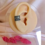 Christian Breton Etnik 9 mm Pirinç Antik Gümüş Halka Sıkıştırma Piercing/Earcuff - Tek Adet