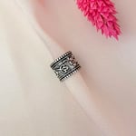 Christian Breton Etnik 9 mm Pirinç Antik Gümüş Halka Sıkıştırma Piercing/Earcuff - Tek Adet