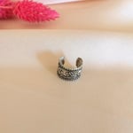 Christian Breton Etnik 9 mm Pirinç Antik Gümüş Halka Sıkıştırma Piercing/Earcuff - Tek Adet
